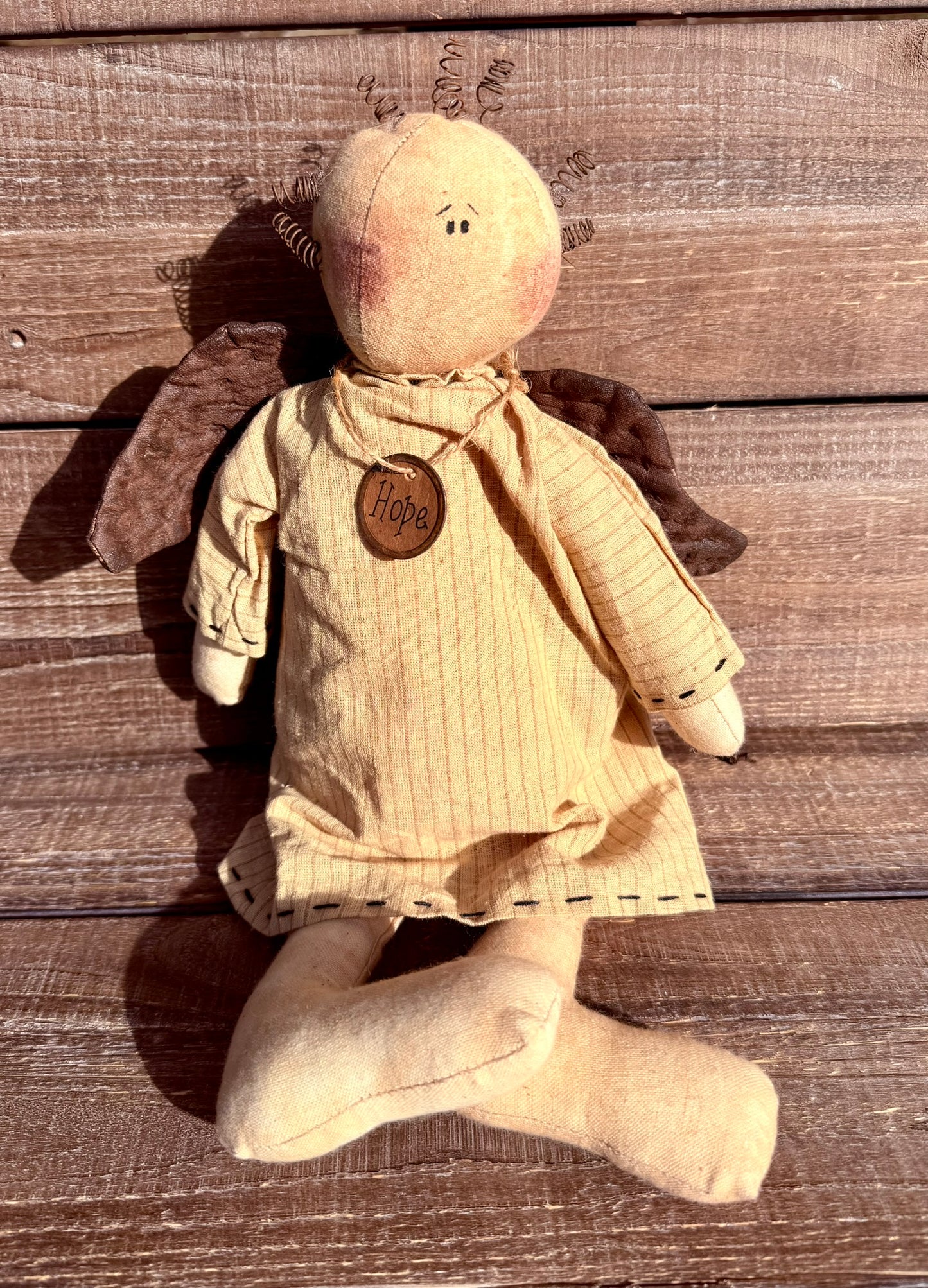 Sitting Plush Homespun Angel