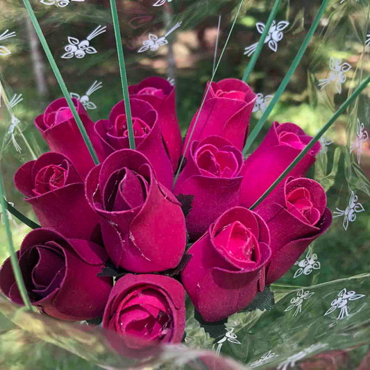 One Dozen Wood Rose Bouquet, Violet