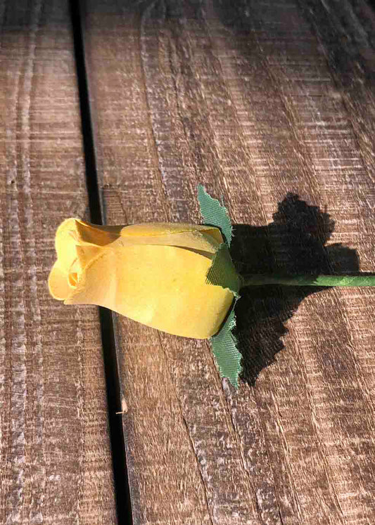 Antique Yellow Wooden Rosebud (price per stem)