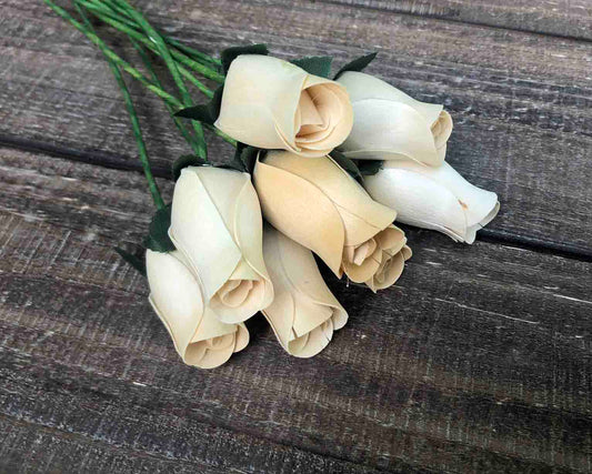Ivory Wooden Rosebud (price per stem)
