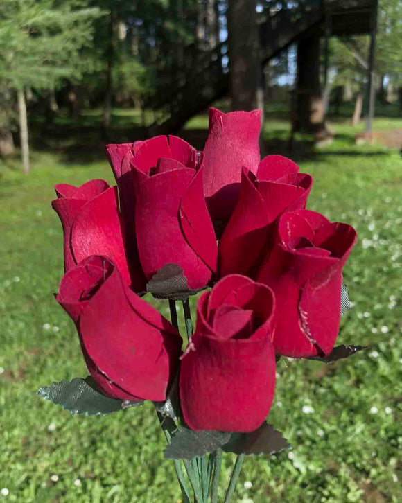 Burgundy Wooden Rosebud (price per stem)