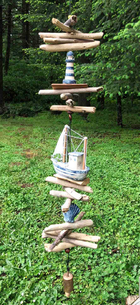 Work Boat & Lighthouse Bell Wind Chime