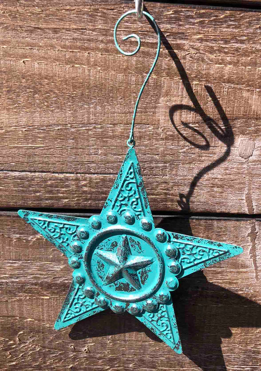 Turquoise Metal Star Ornament