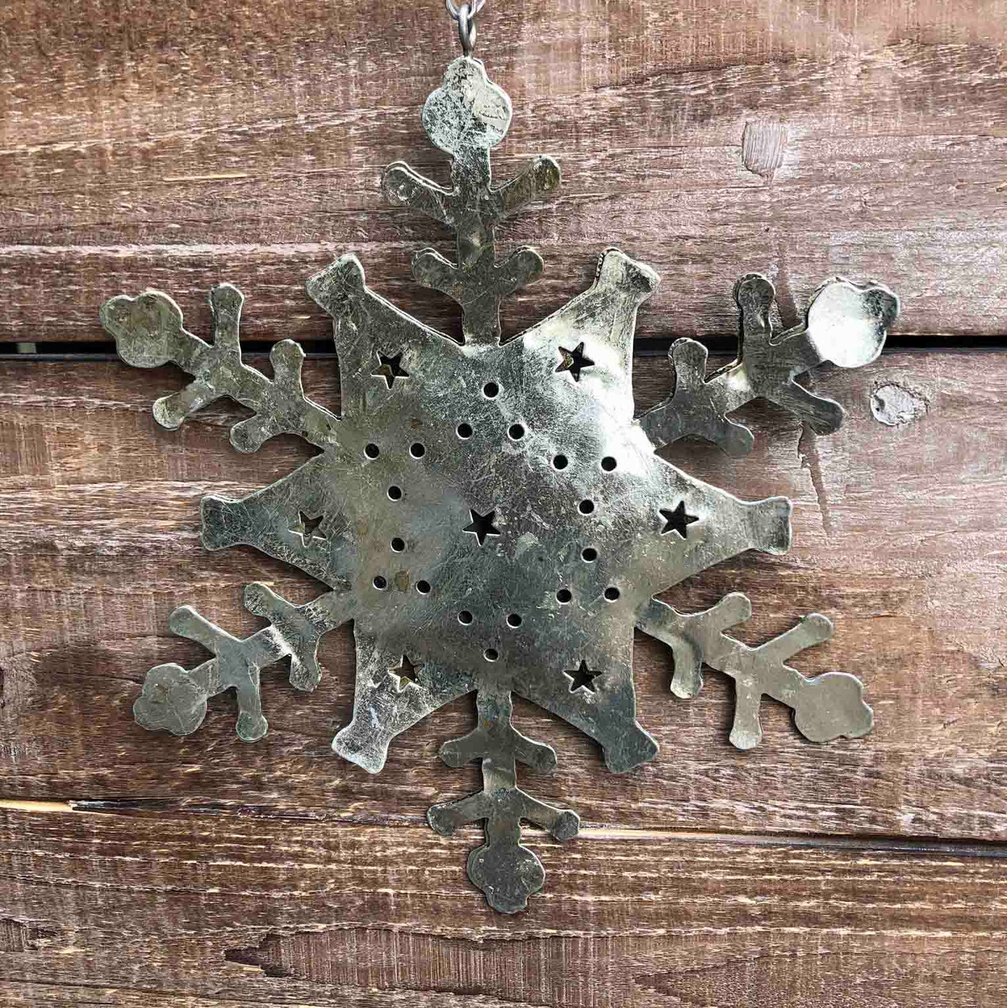 Large 2 Sided Embossed Metal Snowflake Ornament - 3 Styles