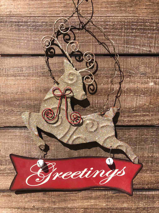 Embossed Reindeer Christmas Sign