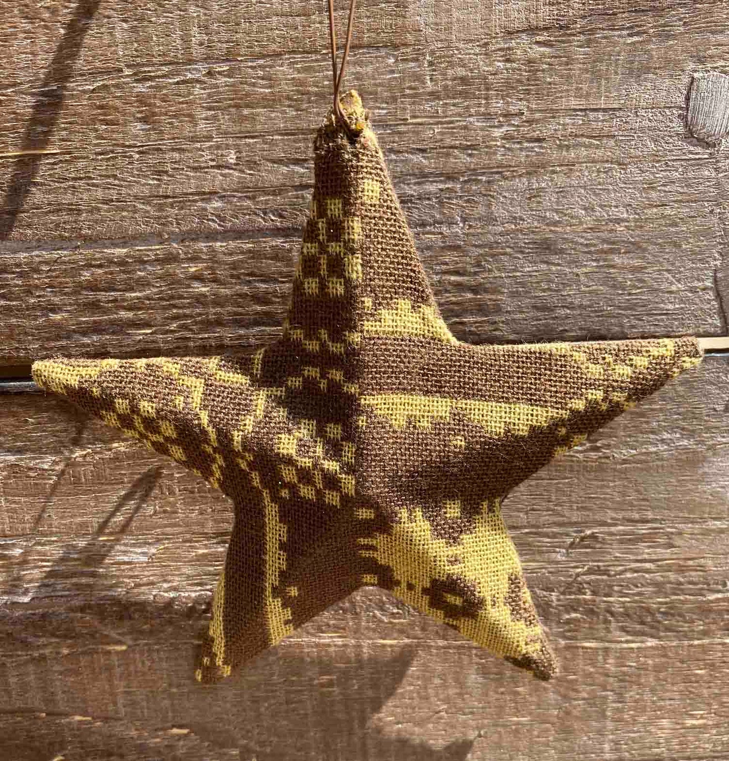 Vintage Fabric & Metal Star Ornament - 2 Colors