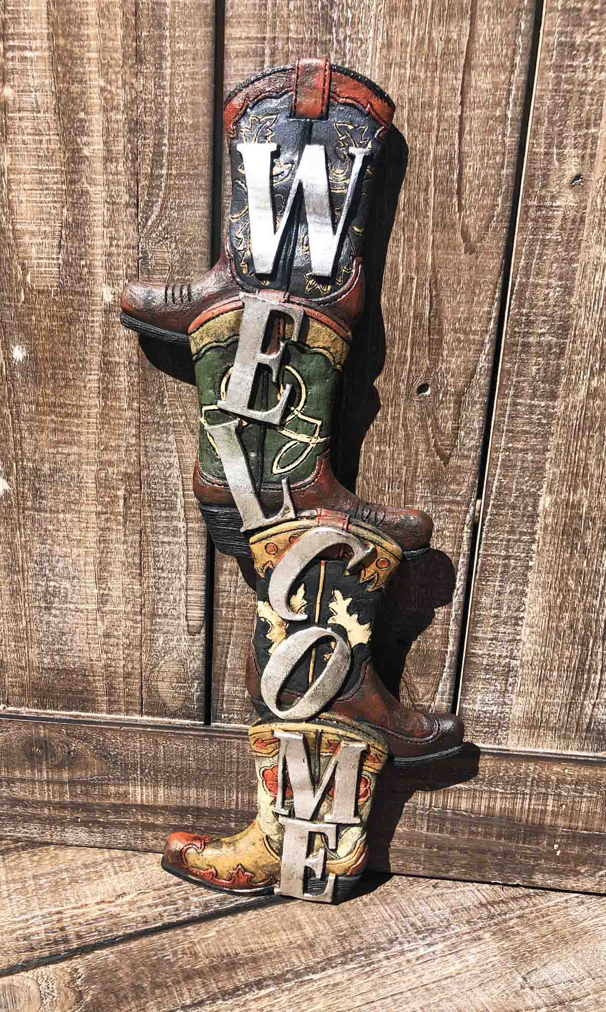 Cowboy Boot Western Welcome Sign
