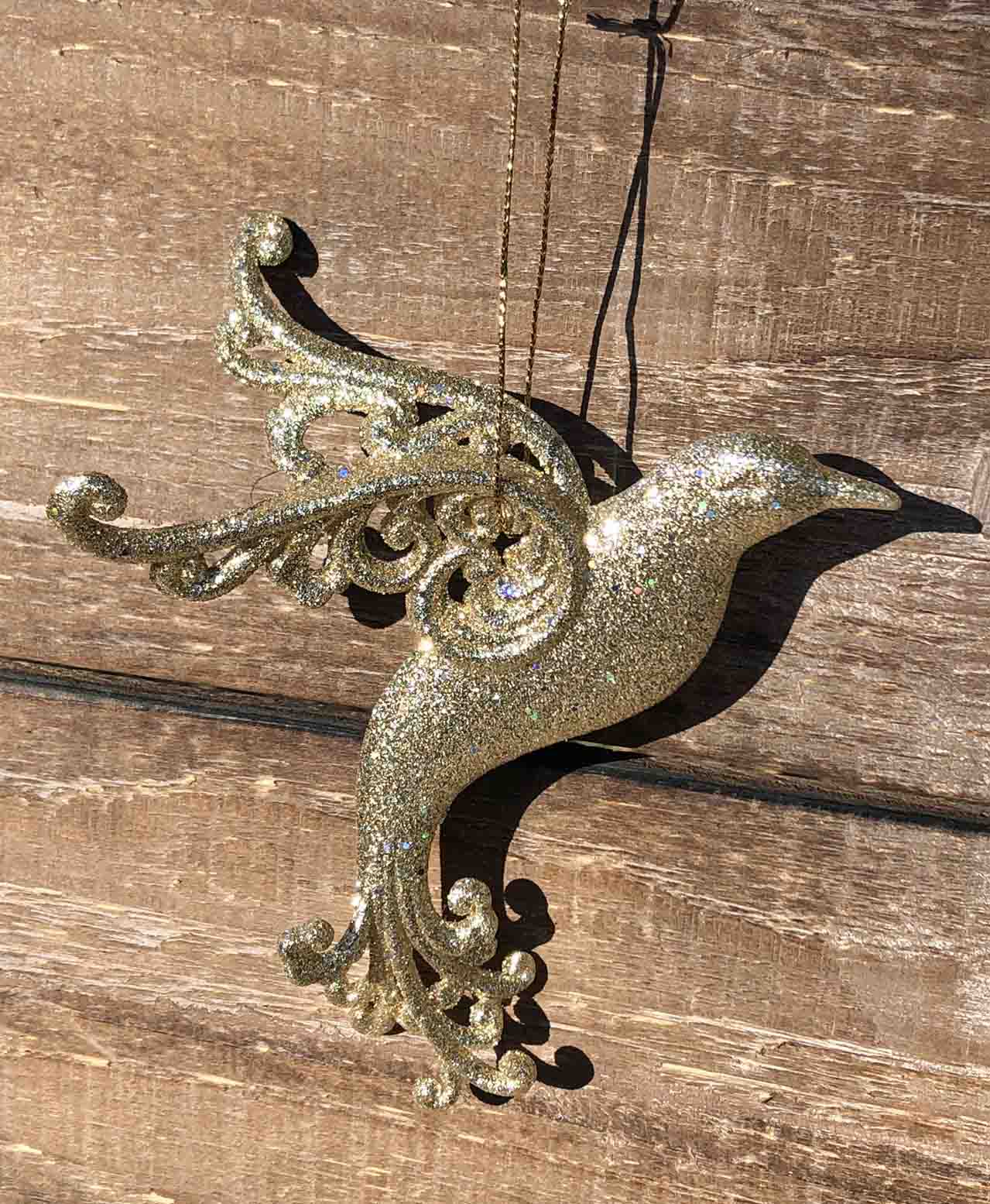 Gold Glitter Bird Ornament