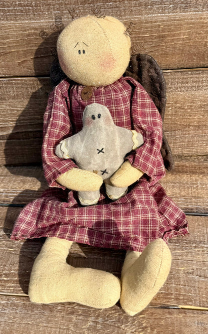 Sitting Plush Homespun Angel - 3 Styles