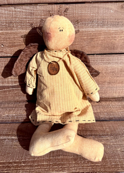 Sitting Plush Homespun Angel