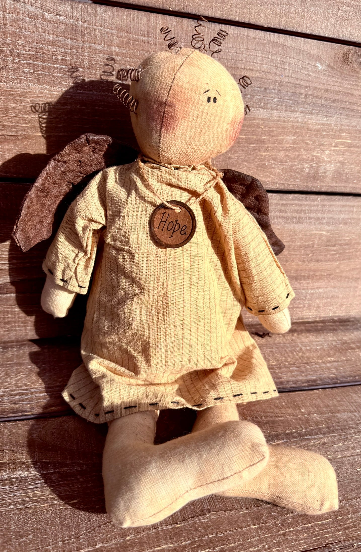 Sitting Plush Homespun Angel