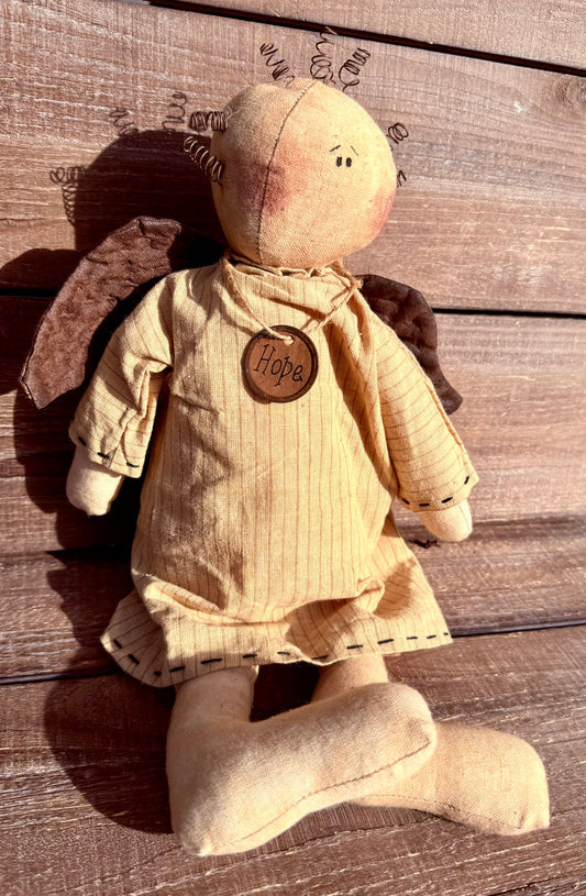 Sitting Plush Homespun Angel