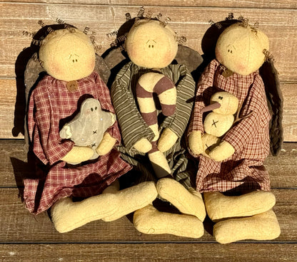 Sitting Plush Homespun Angel - 3 Styles