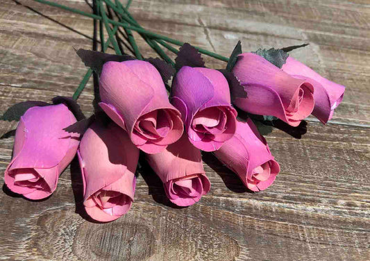 Light Lavender Wooden Rosebud (price per stem)